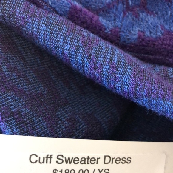 Hilary Macmillan Womens Cuff Sweater Dress Sz XS Blue Purple Off the Shoulder - Picture 6 of 10